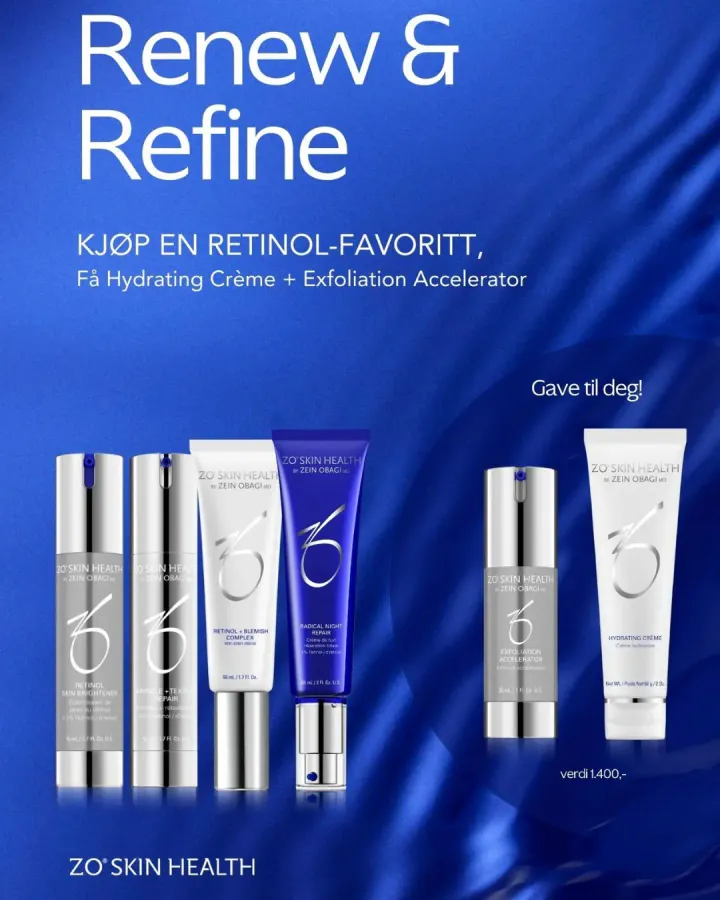 ZO Skin Health kampanje | Kjøp ditt favoritt ZO retinol-produkt, få Exfoliating Accelerator + Hydrating Crème