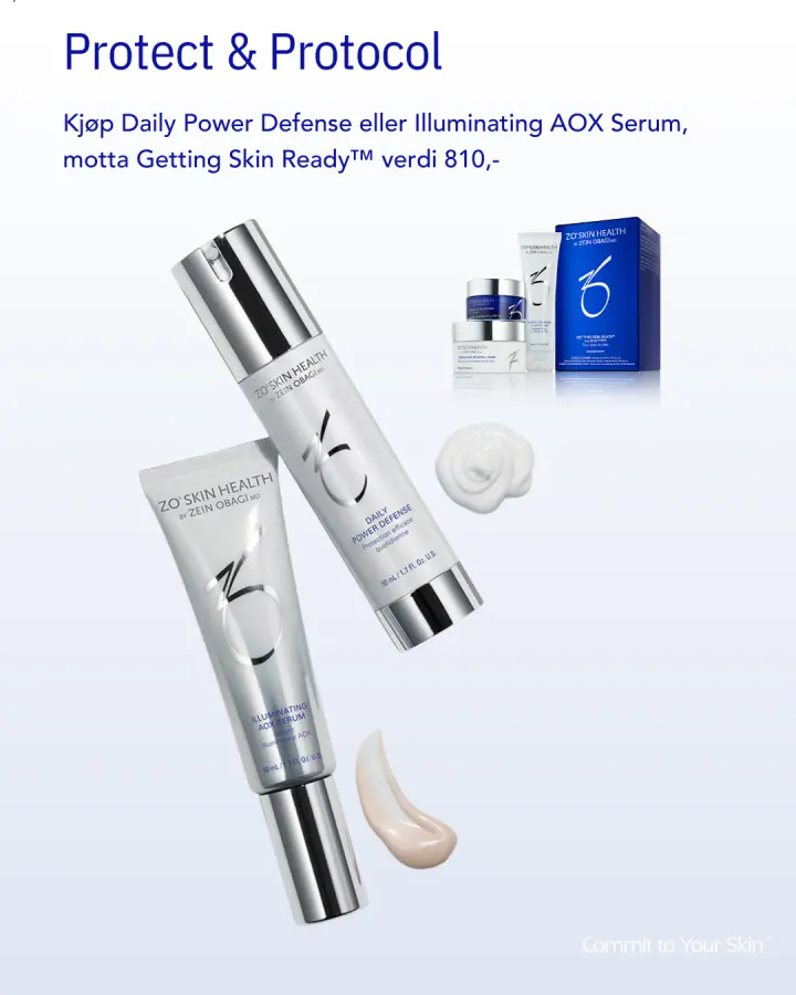 ZO Skin Health kampanje | Kjøp Daily Power Defense eller Illuminating AOX serum og få Getting Skin Ready kit verdi 810,-